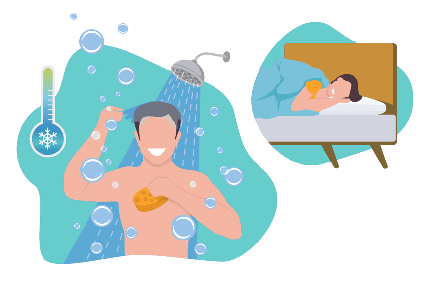 Man taking a cold shower